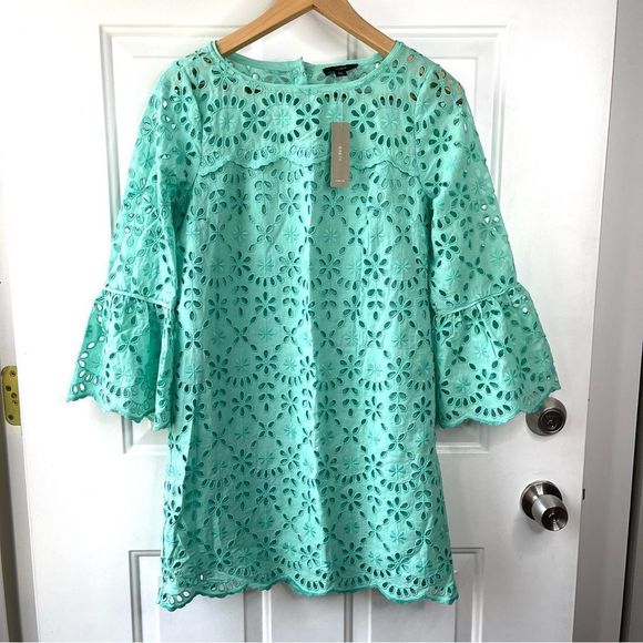 J.Crew New Eyelet Scalloped Shift Dress with Pockets Mint Size 0P - Picture 3 of 12
